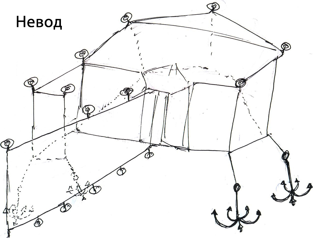 Схема невода ставного невода